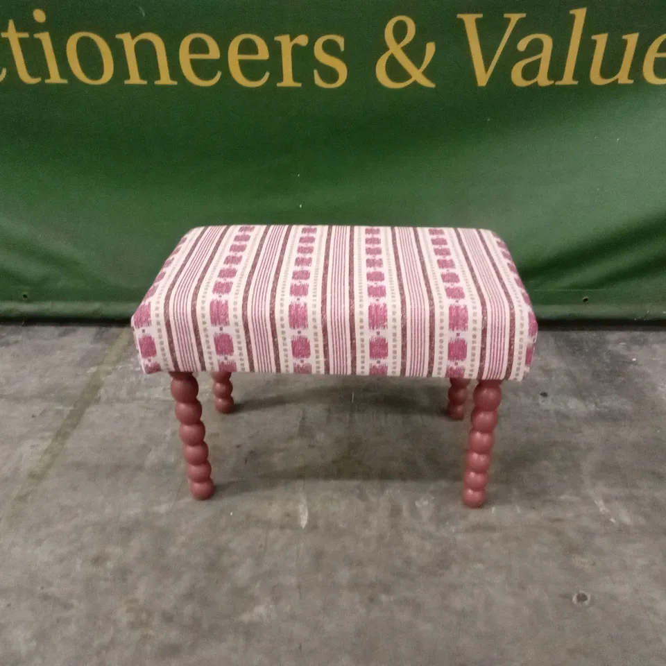 QUALITY DESIGNER RETRO STYLE RECTANGULAR FOOTSTOOL - PINK