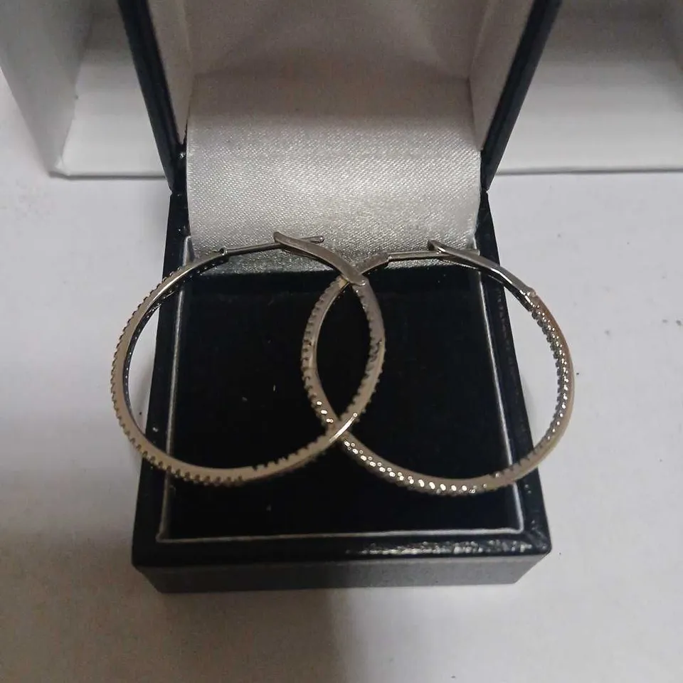 DIAMONIQUE 1.28CT TW HOOP EARRINGS STERLING SILVER 