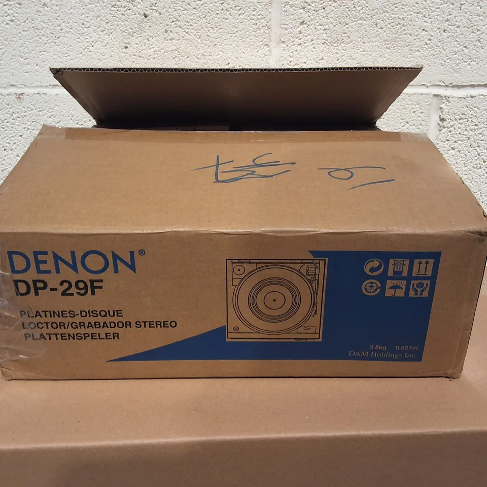 BOXED DENON DP-29F TURNTABLE IN SILVER