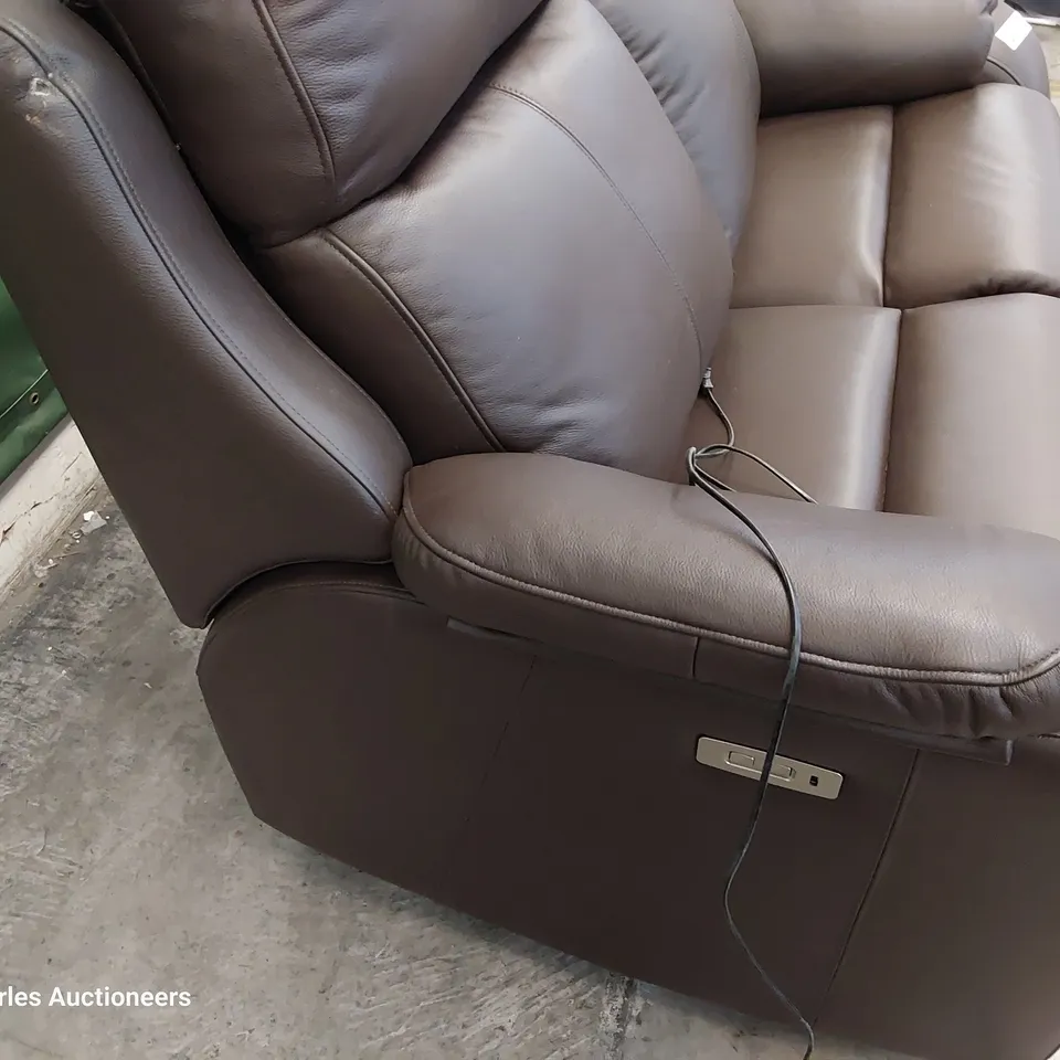 QUALITY BRITISH DESIGNER G PLAN KINGSBURY POWER RECLINING TWO SEATER SOFA CAPRI CHOCOLATE LEATHER 