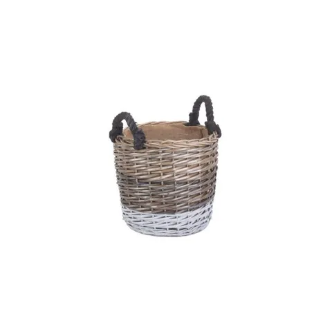 BOXED WICKER TRIPLE TONE STORAGE BASKET WITH LINING (1 BOX)