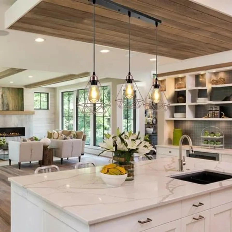 WALLEY 3 LIGHT KITCHEN ISLAND GEOMETRIC PENDANT 