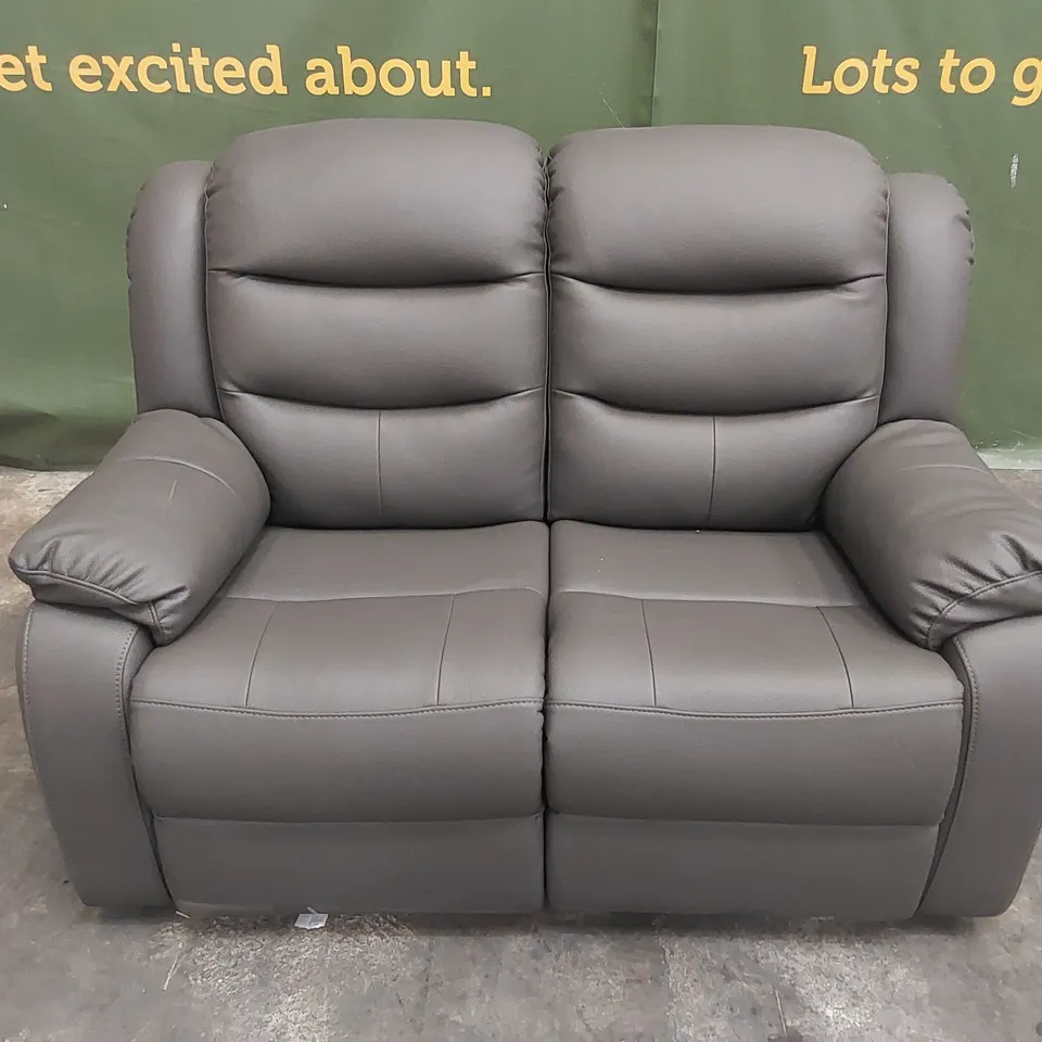 DESIGNER 2 SEATER LEATHER UPHOLSTERED MANUAL RECLINER SOFA