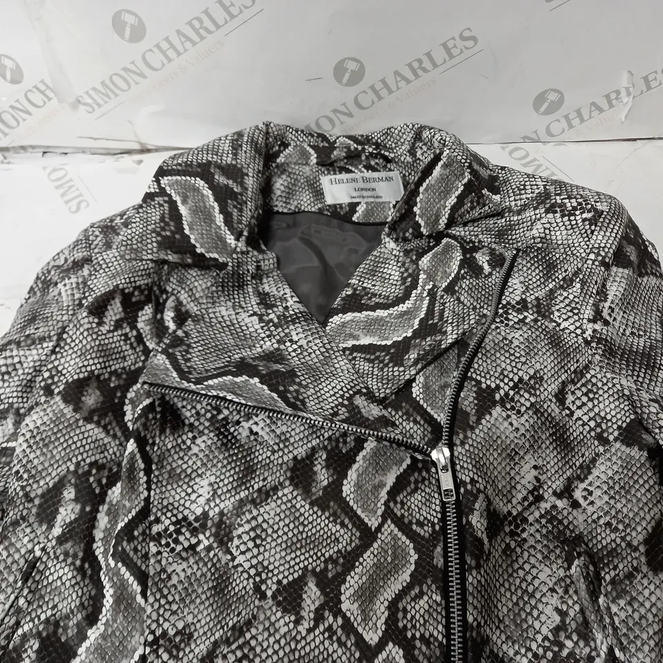 HELENE BERMAN PATTERNED ZIP-UP JACKET GREY SIZE 10
