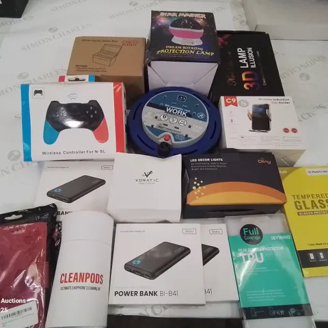 BOX CONTAINING LARGE AMOUNT OF MIXED BOXED ELECTRONIC ITEMS PHONE ACCESSORIES ETC.