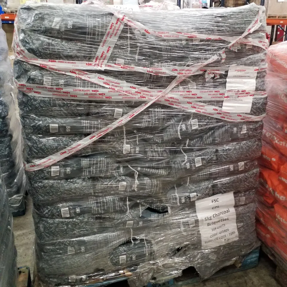 PALLET CONTAINING APPROXIMATELY 104 BAGS OF BARBECUE BRIQUETTES 
