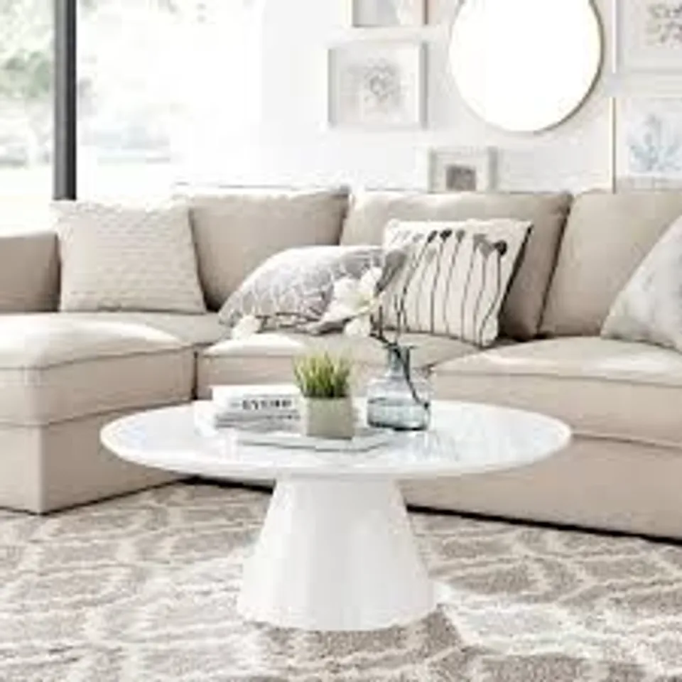BOXED PALMA WHITE GLOSS COFFEE TABLE (2 BOXES)