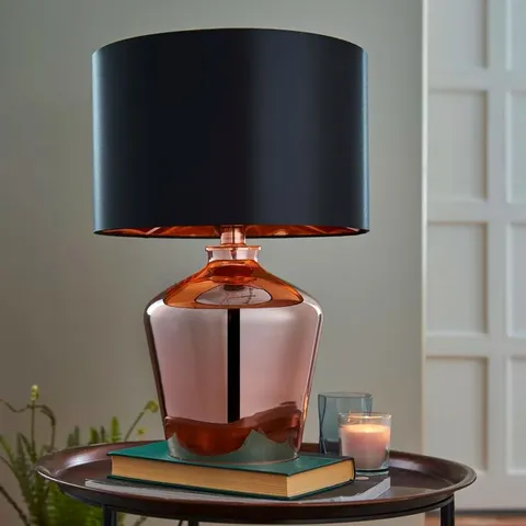 BOXED TRYSTAN 47cm TABLE LAMP - COPPER/BLACK (1 BOX)