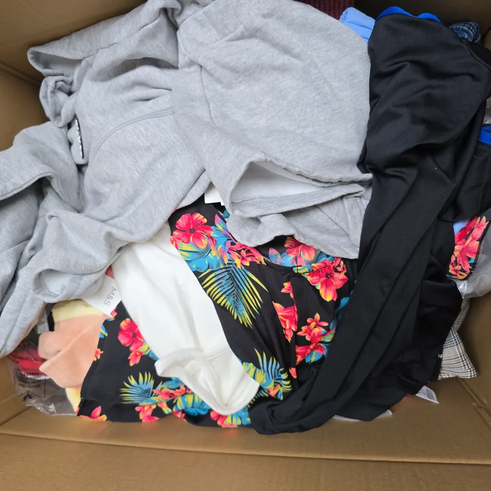 BOX OF APROX 20 ASSORTED ITEMS OF CHILDRENS CLOTHING IN VARIOUS COLOURS AND SIZES - COLLECTION ONLY 