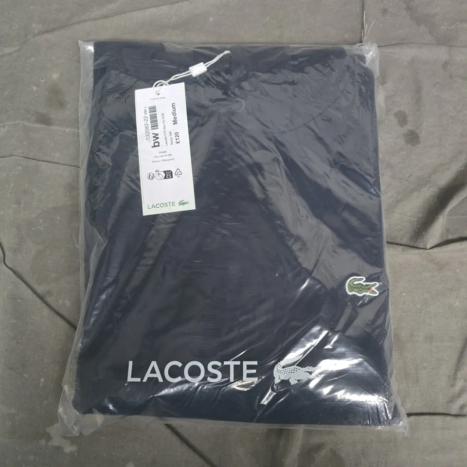 BAGGED LACOSTE NAVY BLUE OVER THE HEAD HOODIE - MEDIUM