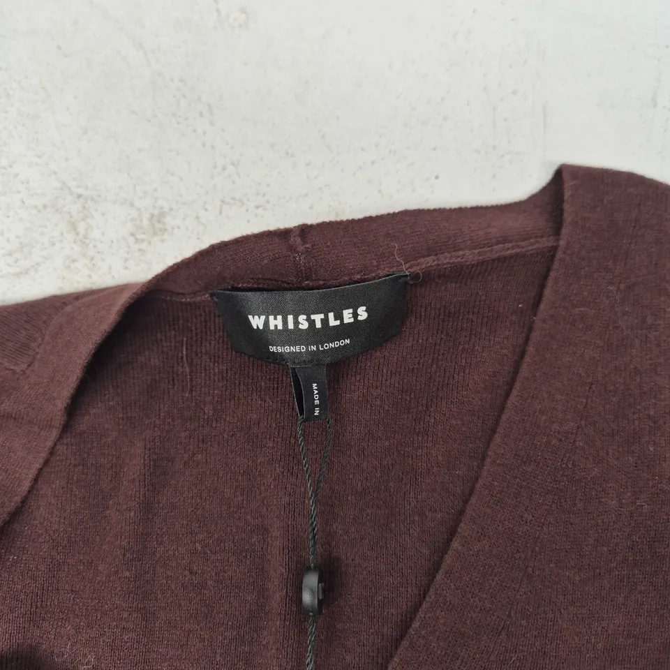 WHISTLES V NECK BUTTON FRONT KNIT TANK IN BROWN - MEDIUM