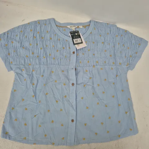 WHITE STUFF TAMMIE ORGANIC COTTON SHIRT IN BLUE/MULTI SIZE UK 14