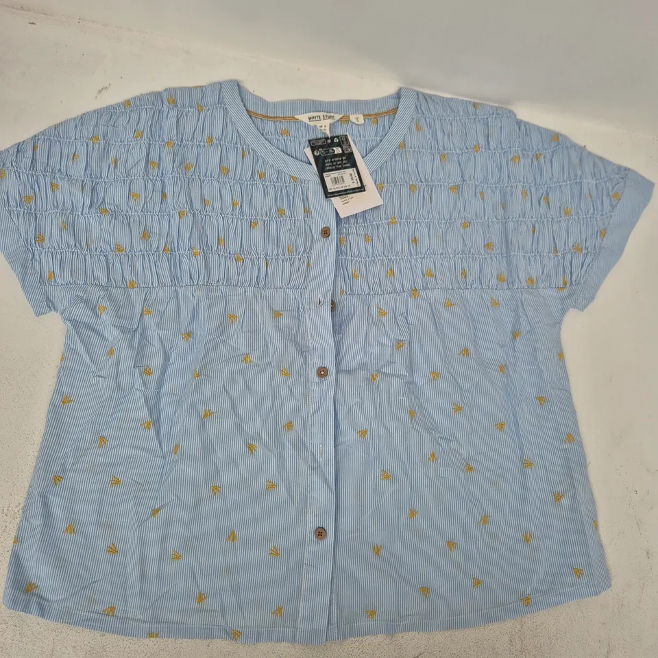 WHITE STUFF TAMMIE ORGANIC COTTON SHIRT IN BLUE/MULTI SIZE UK 14