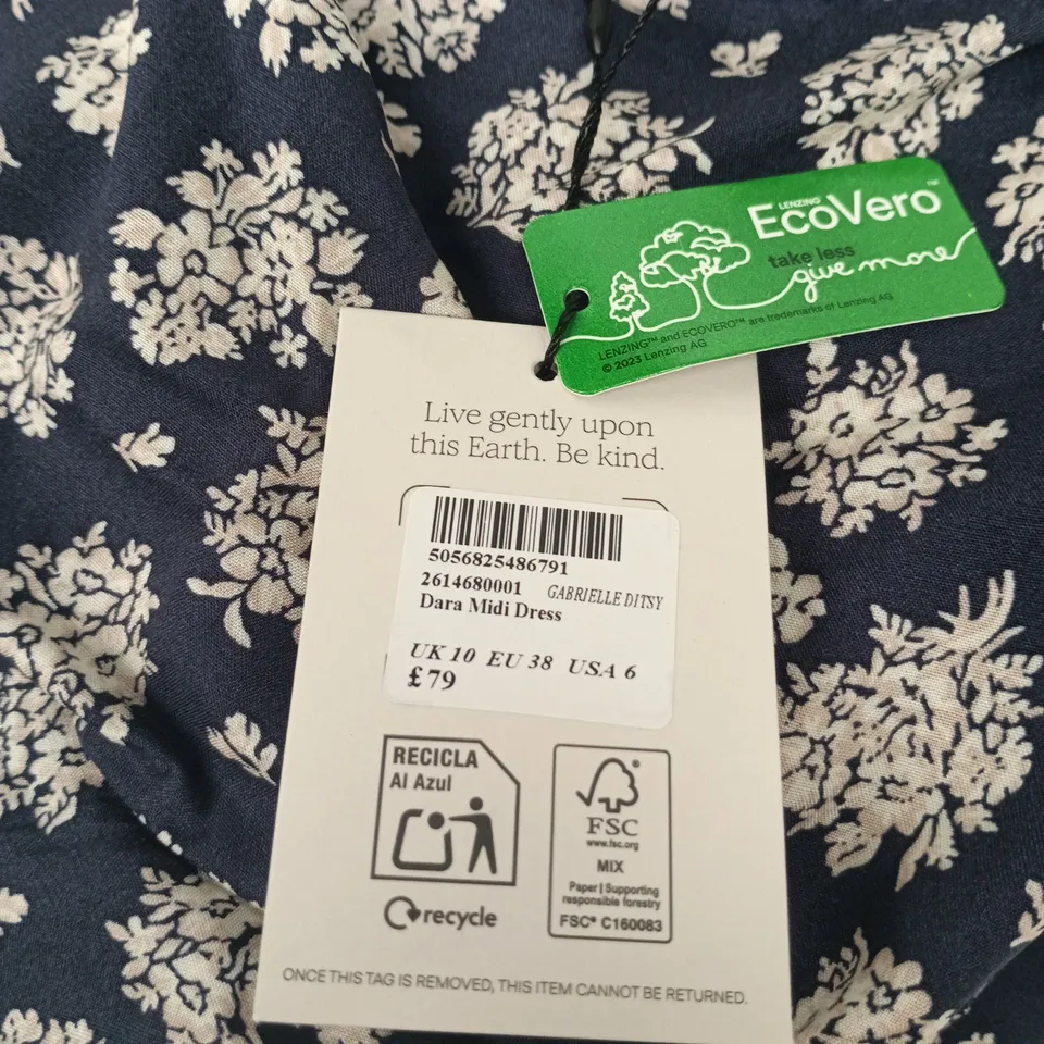 NOBODYS CHILD GABRIELLE DITSY DARA MIDI DRESS – NAVY FLORAL, UK 10
