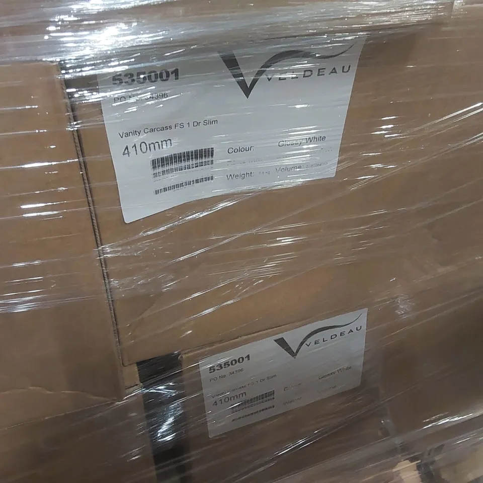 PALLET CONTAINING A LARGE QUANTITY OF ASSORTED BATHROOM FURNITURE PARTS INCLUDING: VANITY CARCASSES ECT