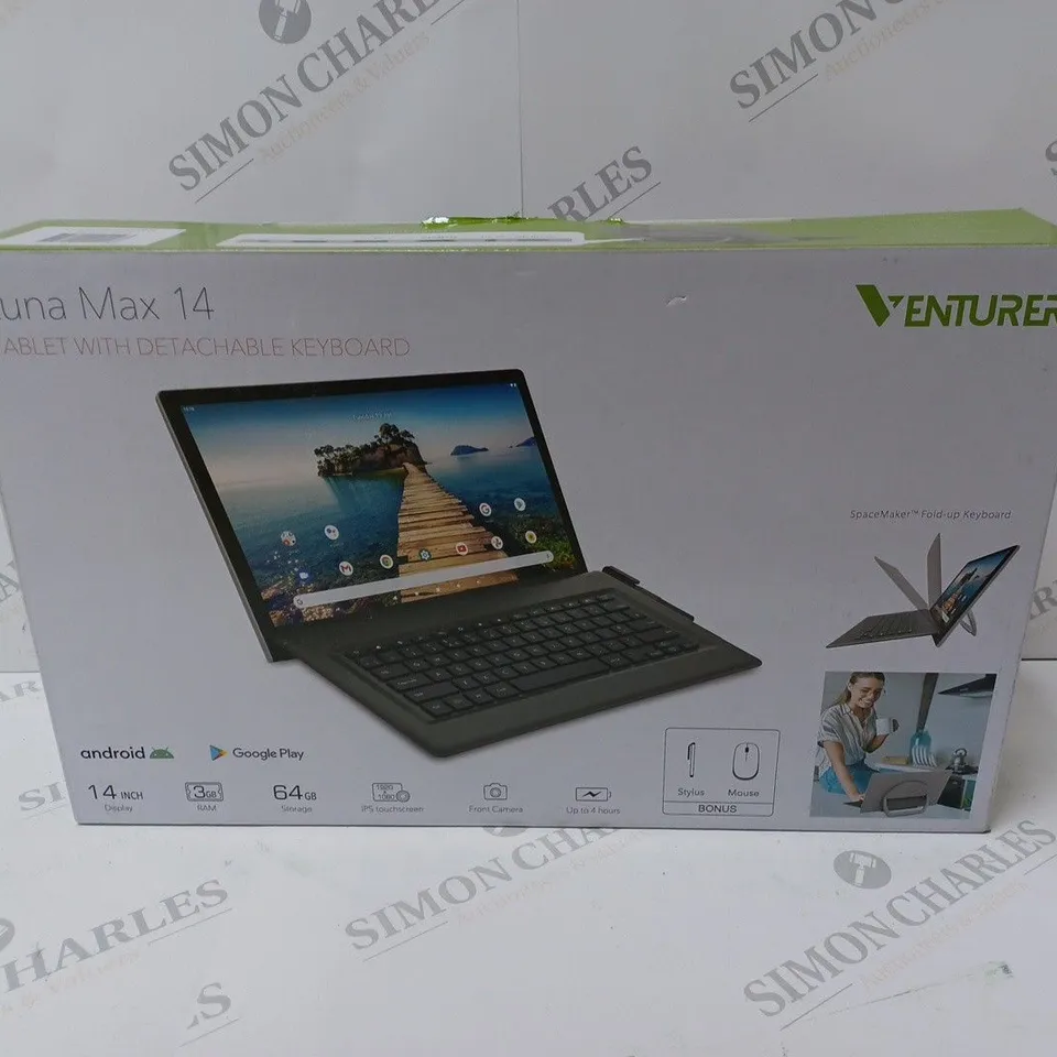 BRAND NEW BOXED VENTURER LUNA MAX 14 64GB 14" HD TABLET WITH DETACHABLE KEYBOARD 