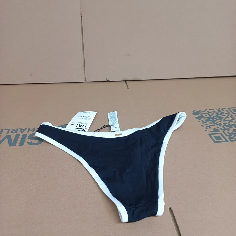 TALA CONTRAST MID RISE BIKINI BOTTOM – SHADOW BLACK, SIZE MEDIUM