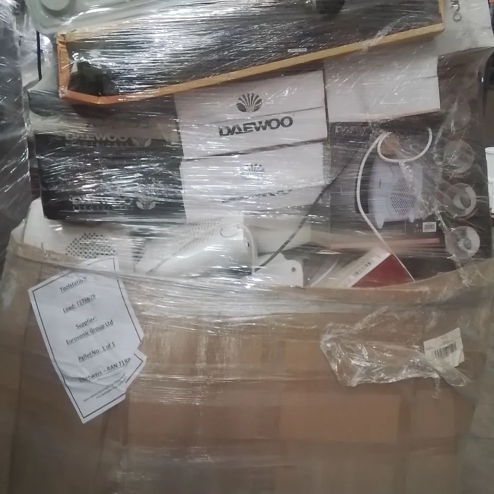 PALLET CONTAINING VARIOUS ELECTRICAL ITEMS AND HOUSEHOLD PRODUCTS TO INCLUDE:2000W FAN HEATER,RADIATOR