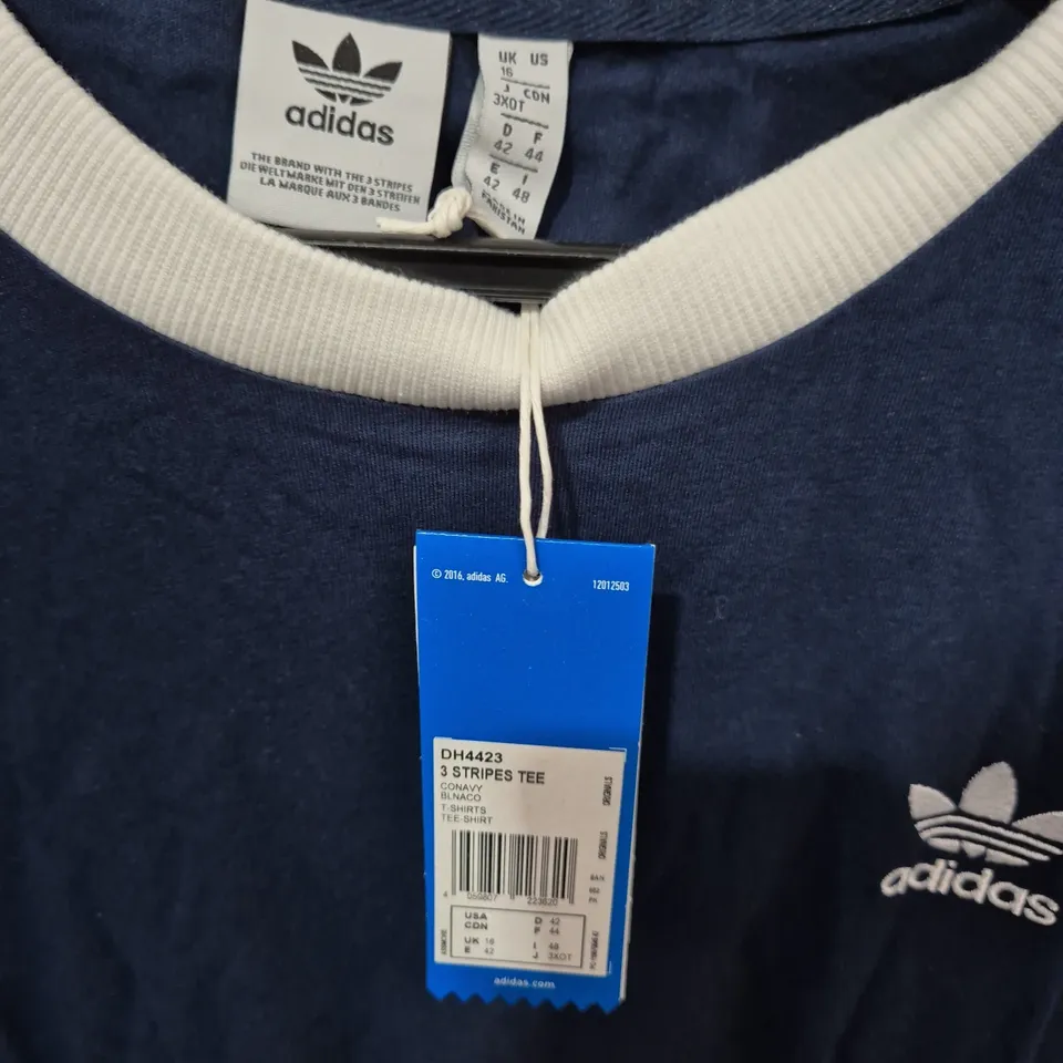 ADIDAS 3-STRIPES T-SHIRT, NAVY, UK 16