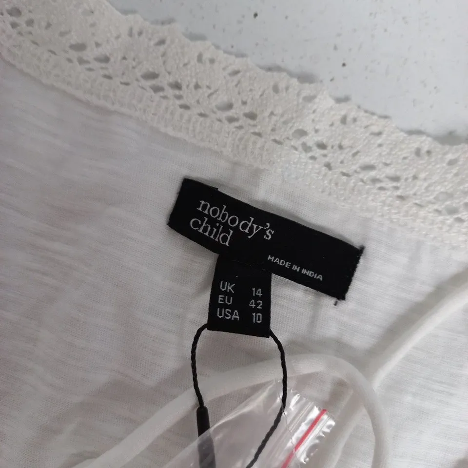 NOBODYS CHILD PRAIRIE BLOUSE IN JERSEY WHITE - UK 14