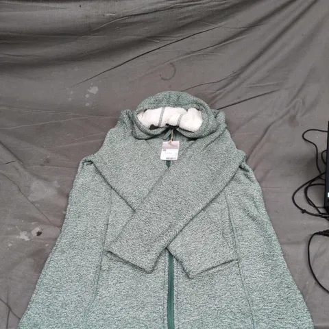 MOUNTAIN WAREHOUSE UK 14 WOMEN'S GREEN/GREY TEXTURED FLEECE ZIP JACKET 