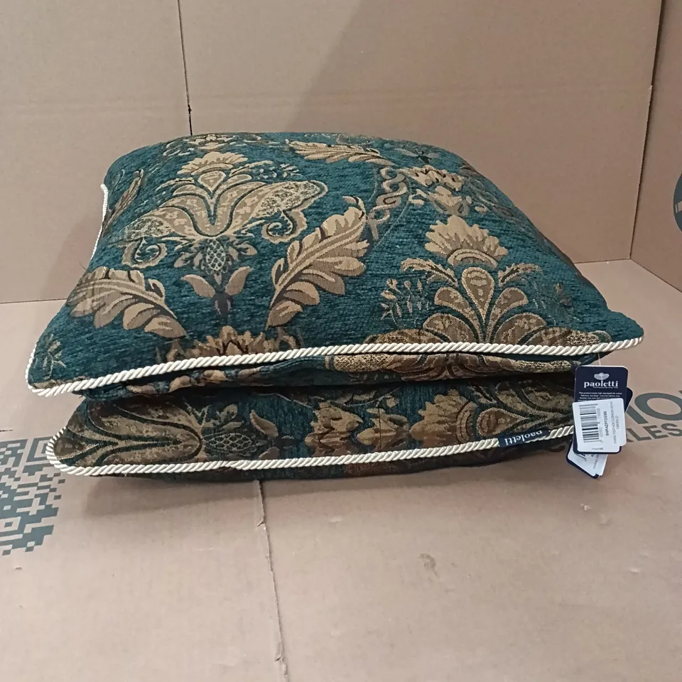 PAOLETTI SHIRAZ FEATHER CUSHIONS, 45X45CM (SET OF 2) - EMERALD 