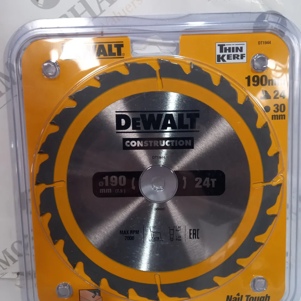 DEWALT - CONSTRUCTION CIRCULAR SAW BLADE 190 X 30MM X 24T
