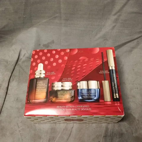ESTÉE LAUDER BEAUTY SECRETS UNWRAPPED GIFT SET – SKINCARE & MASCARA. BOXED