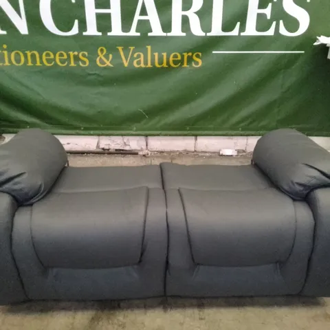 QUALITY DESIGNER VANCOUVER MANUAL RECLINING 2 SEATER SOFA - GREY LEATHER (NO BACKS)