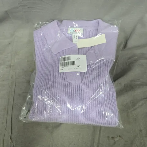BAGGED DENIM & CO. COLLARED JUMPER IN LILAC SIZE MEDIUM