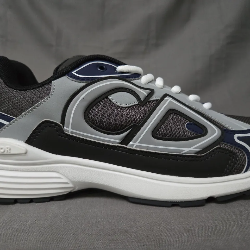 BOXED PAIR OF DIOR B30 MICROFIBER MESH SHOES IN NAVY/BLACK/GREY EU SIZE 42