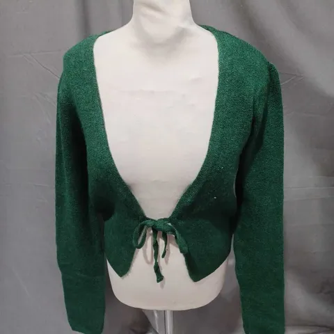 STRTEEN TIE FRONT CARDIGAN IN GREEN SIZE S