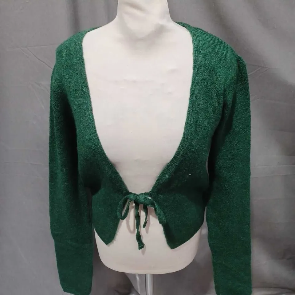 STRTEEN TIE FRONT CARDIGAN IN GREEN SIZE S