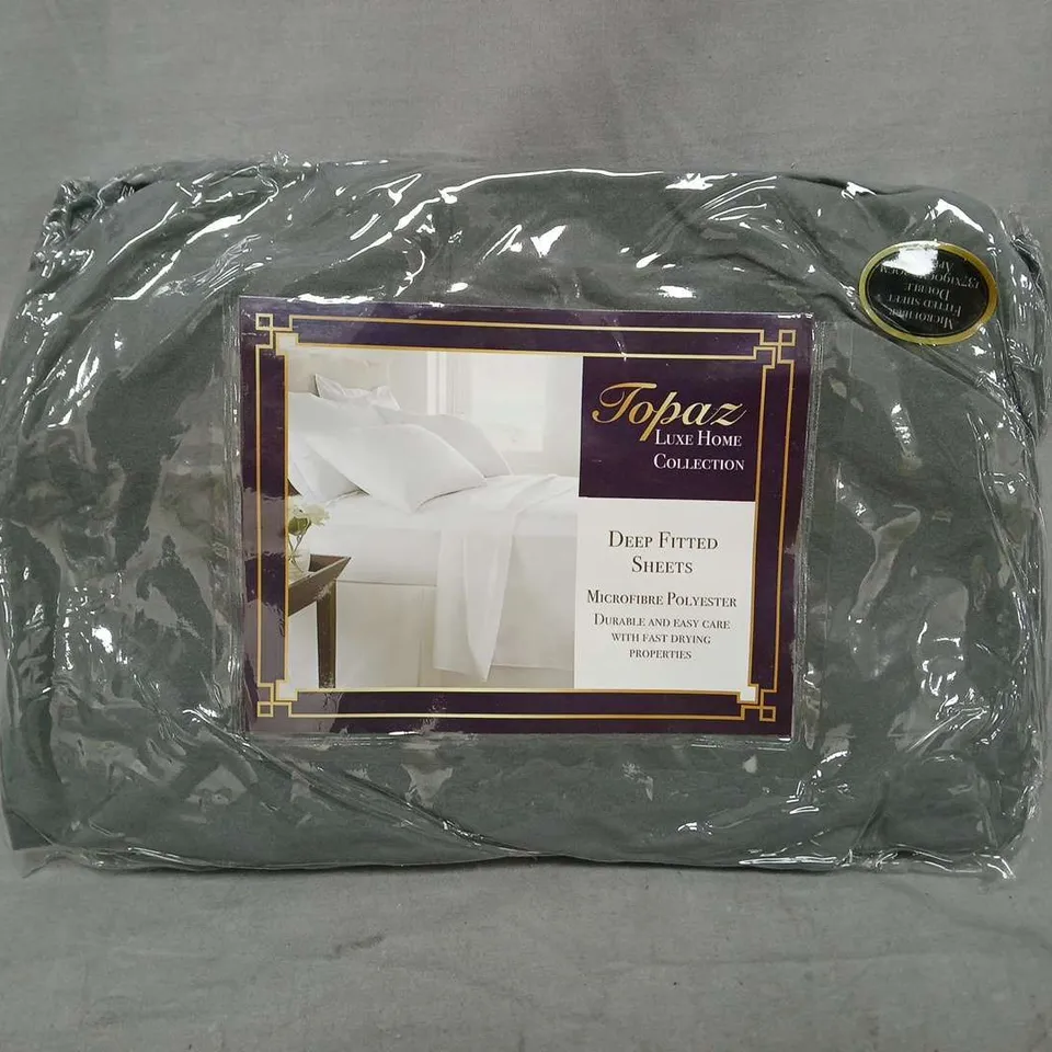 TOPAZ DOUBLE SIZE MICROFIBRE FITTED SHEET IN GREY