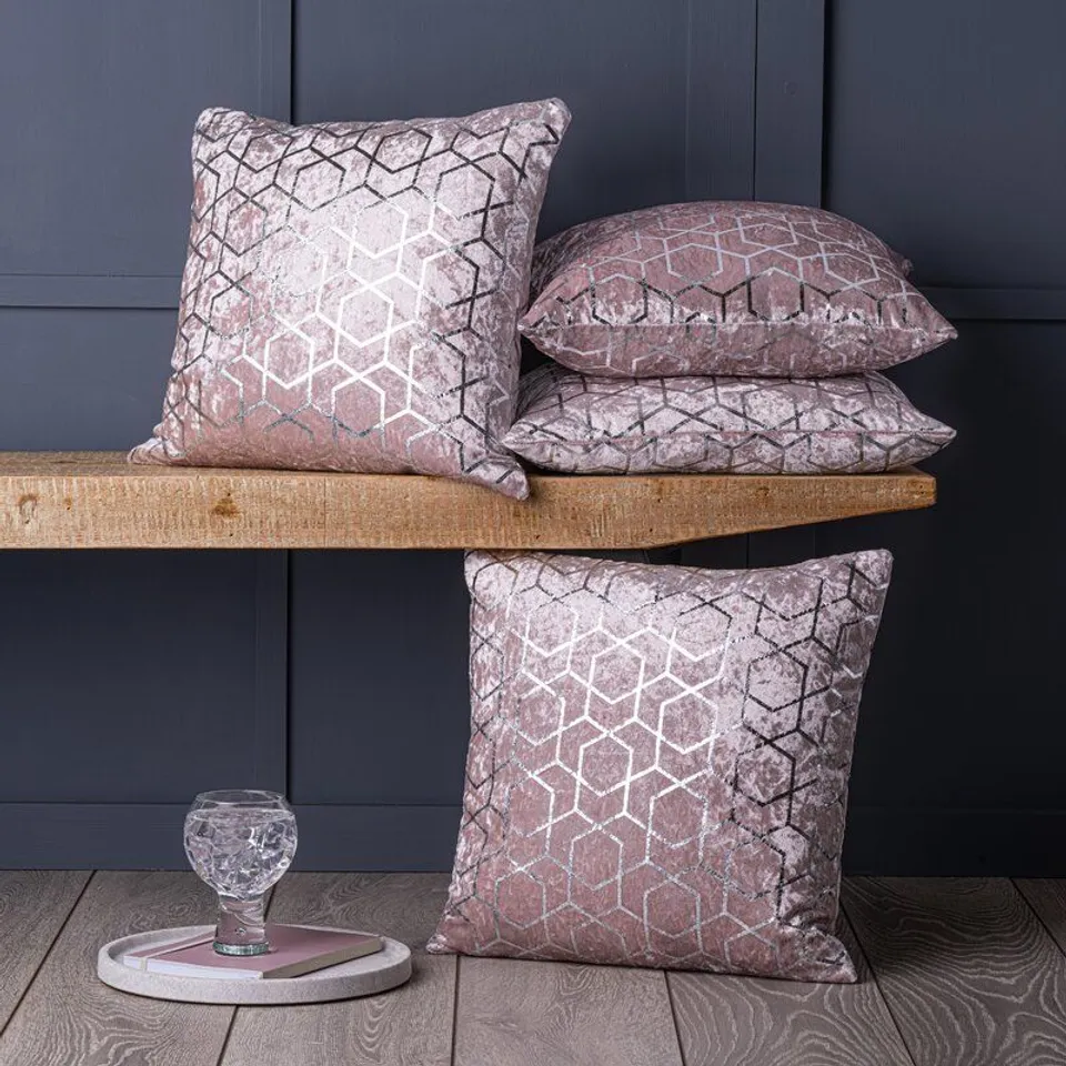SPARKLE FOILED CRUSHED 4 PIECE CUSHION COVER SET