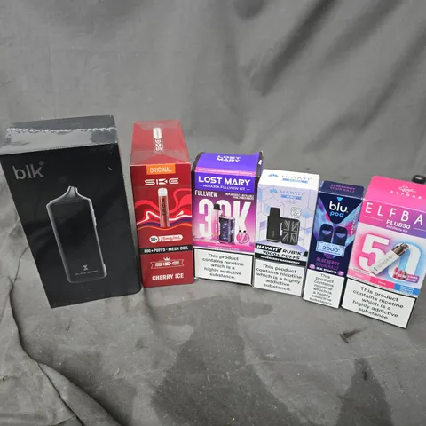APPROXIMATELY 20 ASSORTED E-CIGARETTE PRODUCTS TO INCLUDE BRANDS SUCH AS BLK, LOST MARY, HAYATI, ETC - COLLECTION ONLY