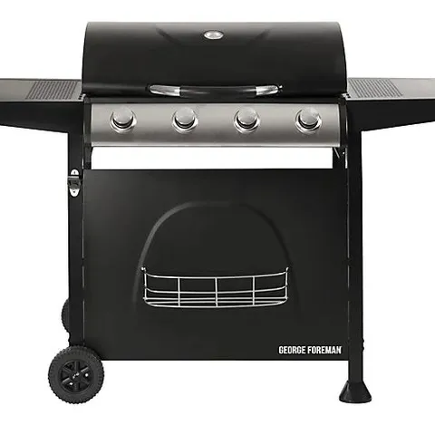 BOXED GEORGE FOREMAN GAS BBQ 4 BURNER BLACK BARBECUE GFGBBQ4B
