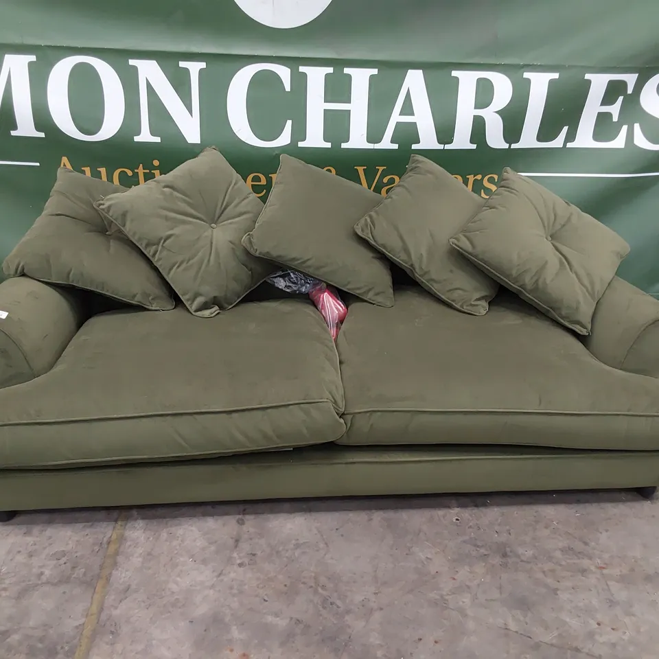 QUALITY BRITISH DESIGNER LOUNGE Co BRONWYN FOUR SEATER SOFA WOODLAND MOSS FABRIC 