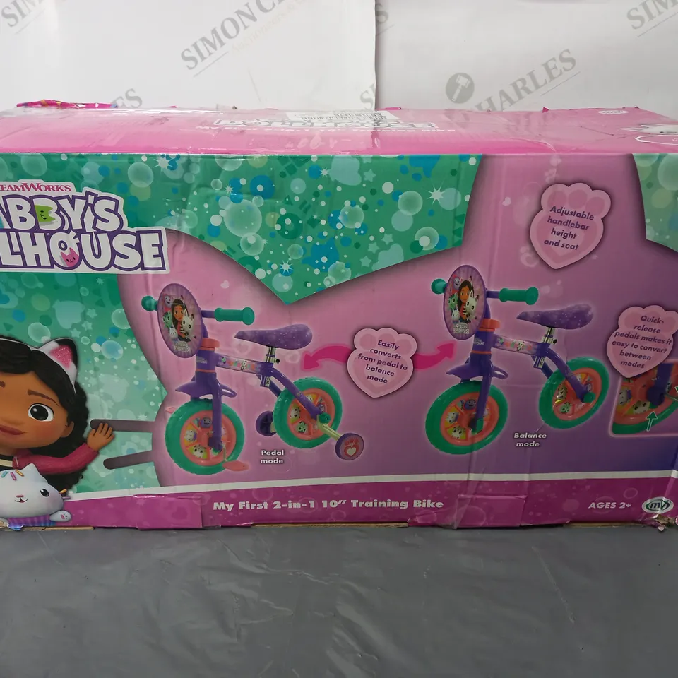 BOXED GABBY'S DOLLHOUSE MY FIRST 2 IN 1 10" TRAINING BIKE