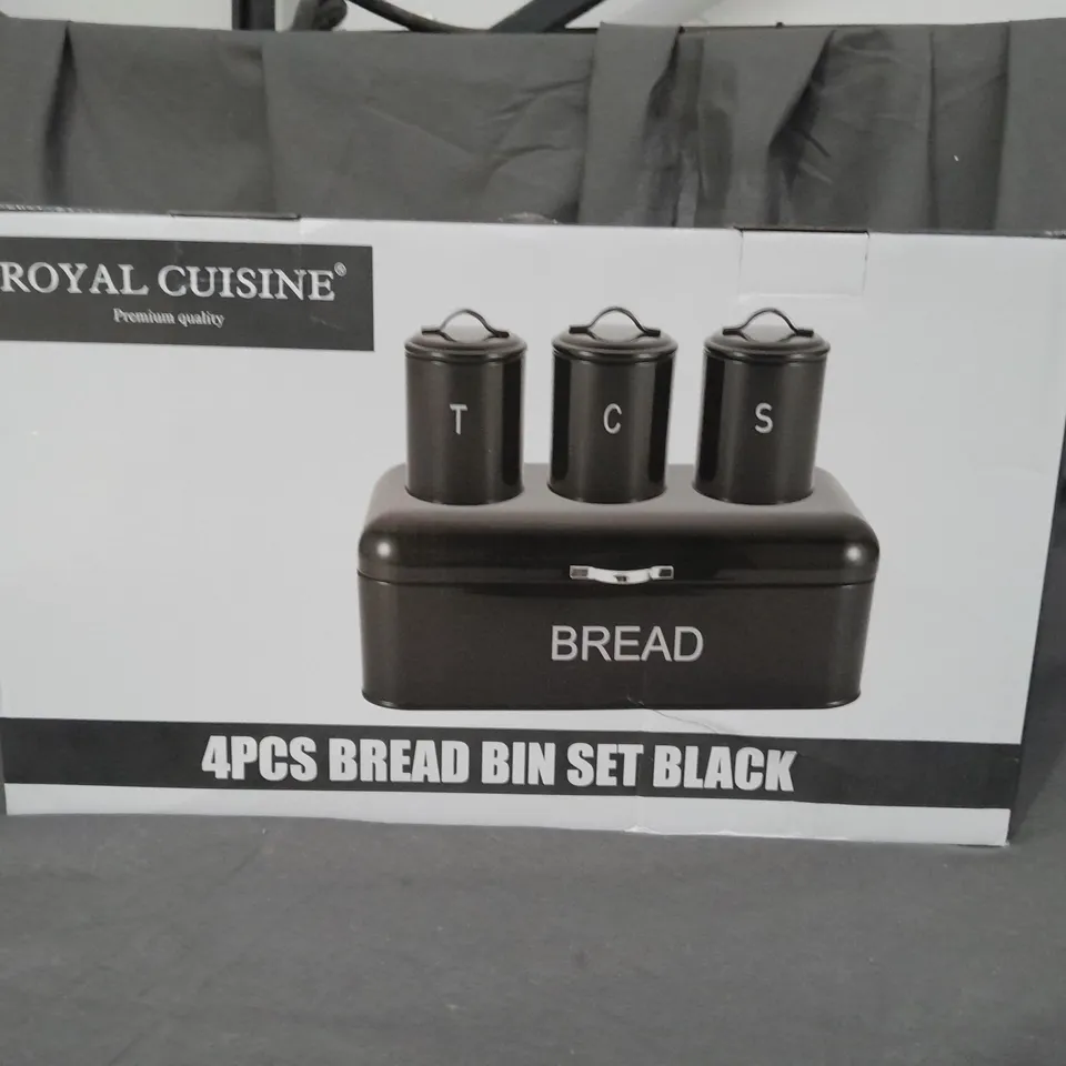 BOXED ROYAL CUISINE 4-PIECE BREAD BIN SET BLACK