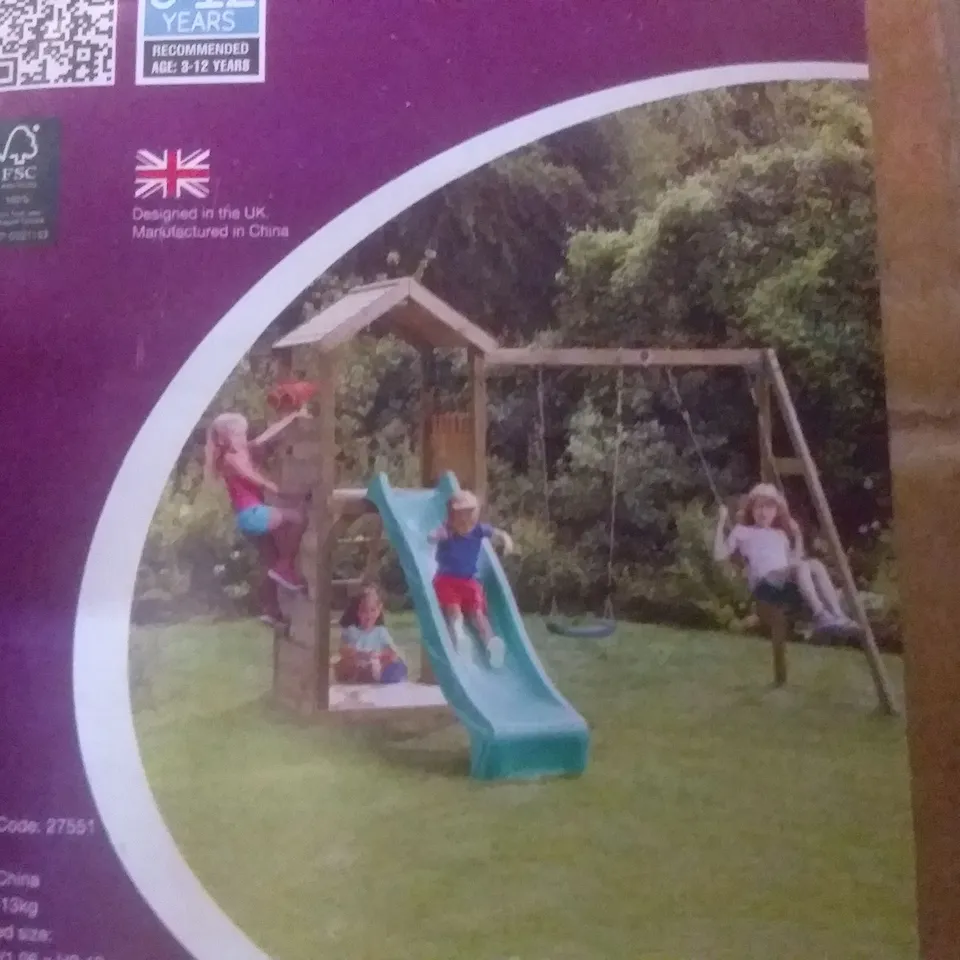 PLUM WOODEN LOOKOUT TOWER WITH SWING AND SLIDE (7 PARTS - MAY BE PARTS MISSING)