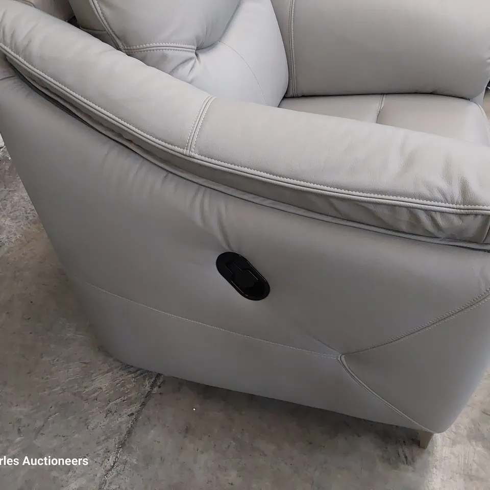 QUALITY BRITISH DESIGNER G PLAN JACKSON MANUAL RECLINING EASY CHAIR CAMBRIDGE GREY LEATHER 