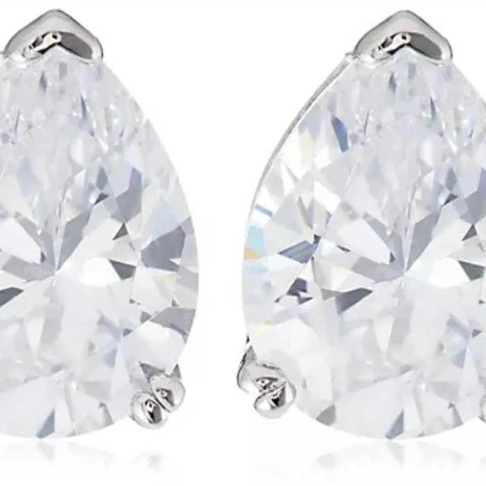 DIAMONIQUE 2.3CT TW PEAR CUT STUD EARRINGS STERLING SILVER