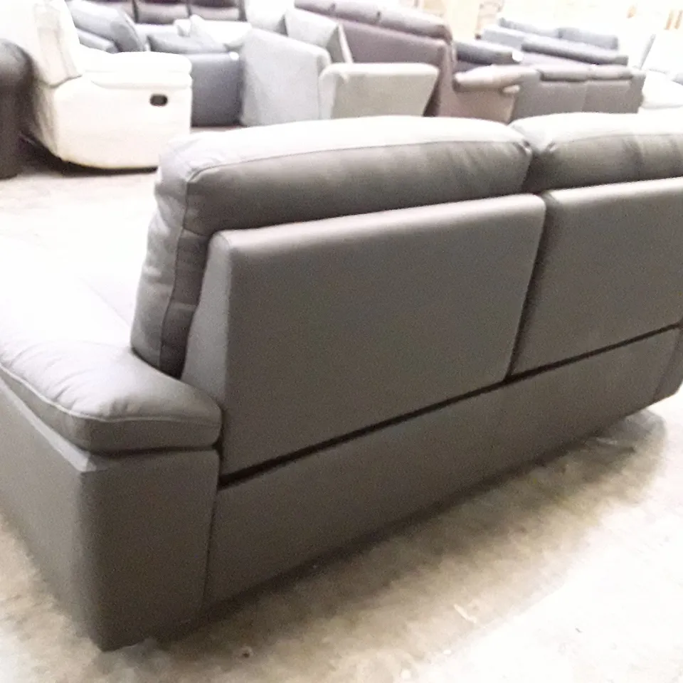 DESIGNER 3 SEATER ELECTRIC RECLINER SOFA - DARK GREY LEATHER
