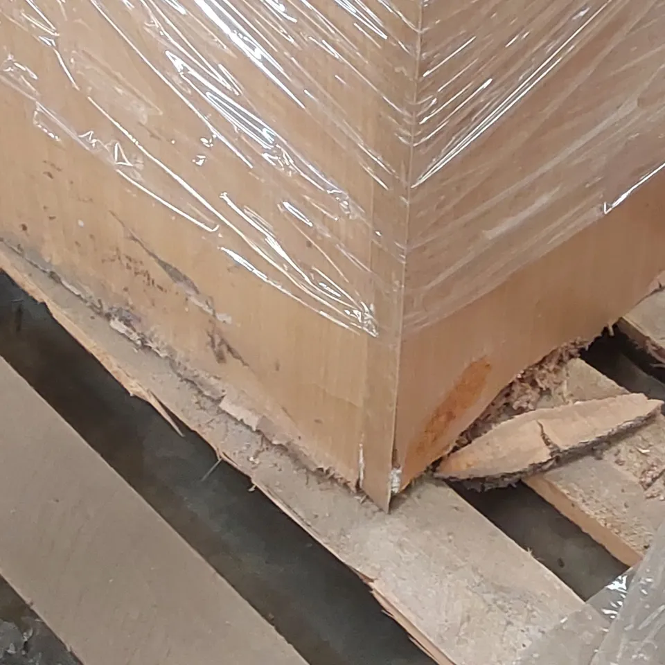 PALLET CONTAINING 1 WOODEN FILING CABINET AND 3 FANS 