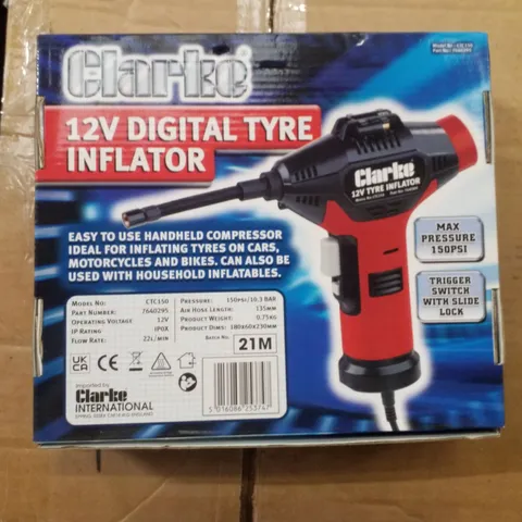 BOXED CLARKE CTC150 12V DIGITAL TYRE INFLATOR