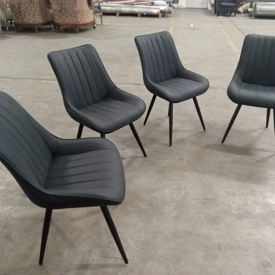 SET OF 4 MODERN FABRIC DINING CHAIRS - DARK GREY