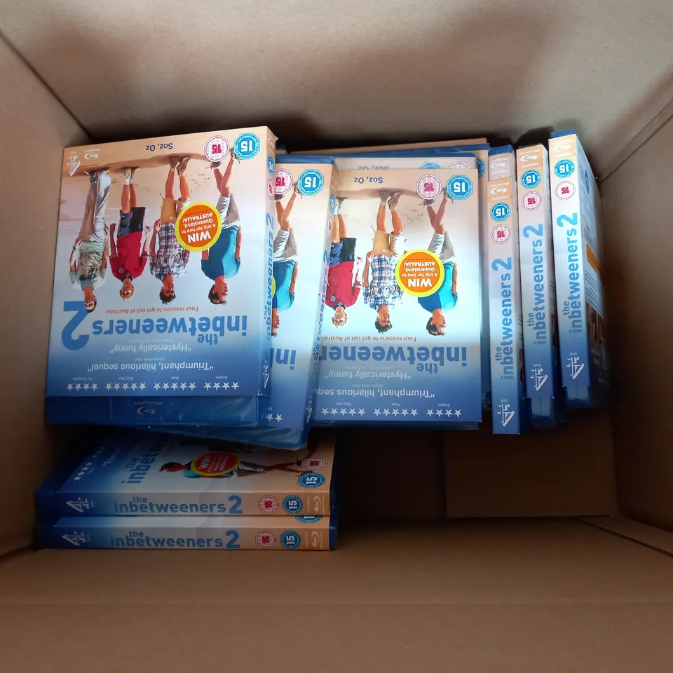 LOT OF APPROXIMATELY 20 SEALED 'THE INBETWEENERS 2 MOVIE" BLU RAY DISKS 