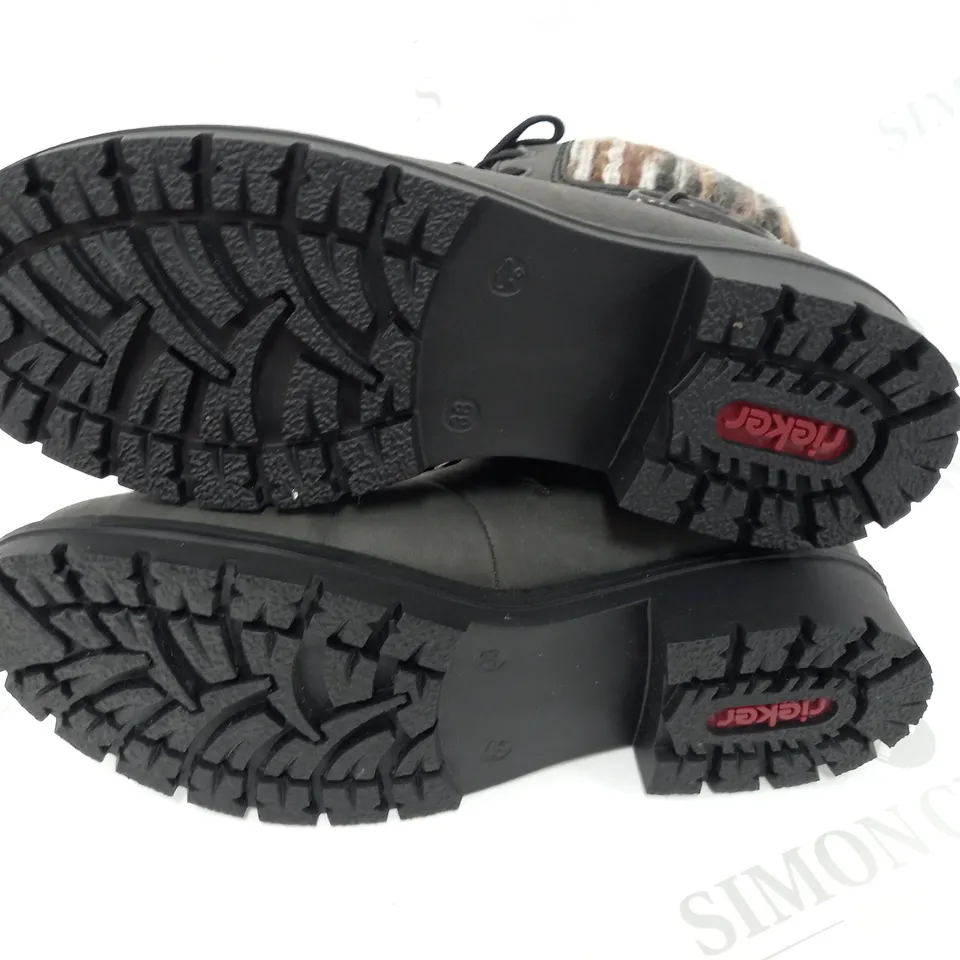 BOXED PAIR OF RIEKER HIKING BOOTS IN GREY UK SIZE 5