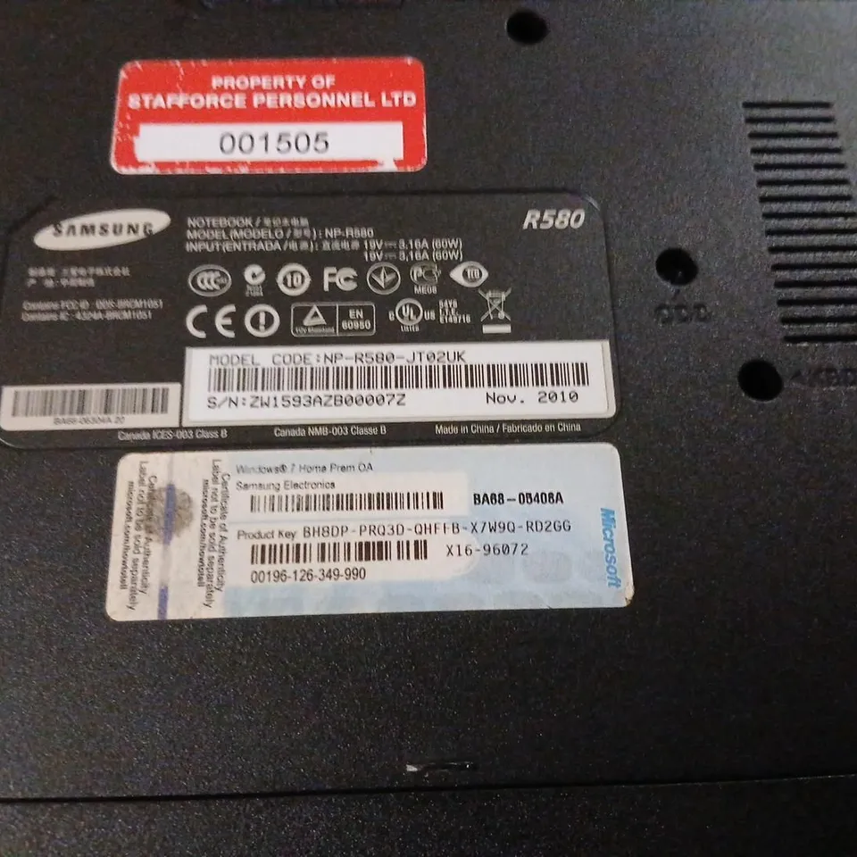 SAMSUNG NP-R580 LAPTOP (JT02UK) – BURGUNDY FINISH